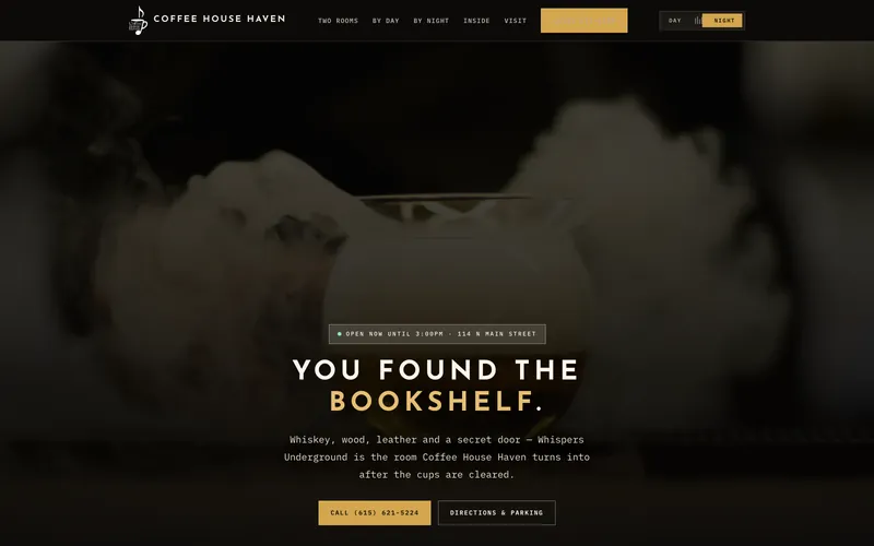 Coffee house website, design example